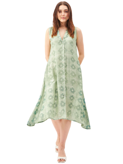 Handcrafted Shibori Flower Print Dress