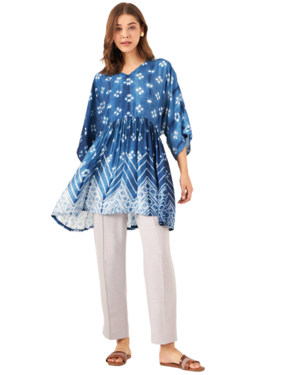 Indigo Blue Shibori Relaxed Fit Top