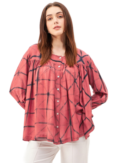 Handcrafted Shibori Gathered Top