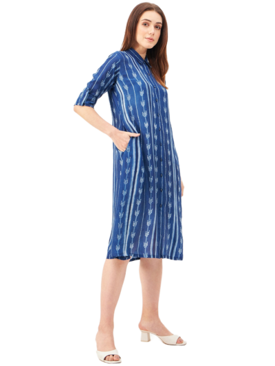 Handcrafted Shibori Shirt Collar Dress